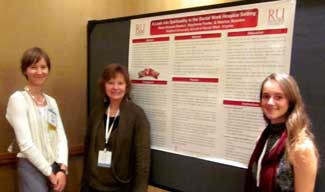 At the recent Council on Social Work Education Annual Program Meeting in Denver, Colorado, the RU team (left to right: Heather Bowden, Rana Duncan-Daston, Stephanie Foster) present their research poster. 