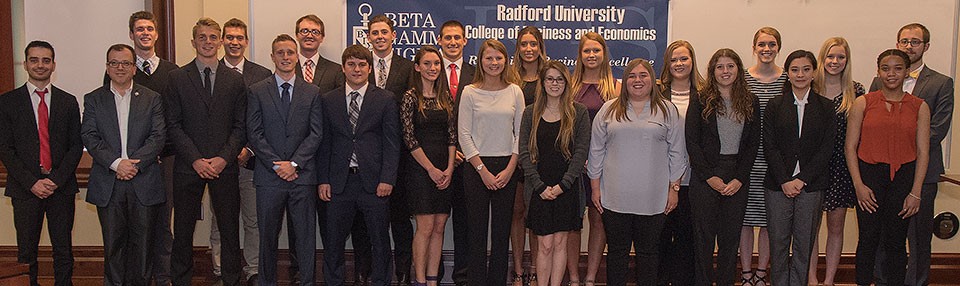 Radford University’s College of Business and Economics inducted 23 new student members into Beta Gamma Sigma honor society in an April 25 ceremony at Kyle Hall. 