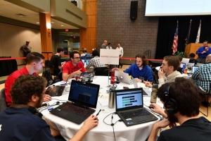 Members of Radford University's Cyber Defense Club compete at the Virginia Fusion Cyber Cup Competition.